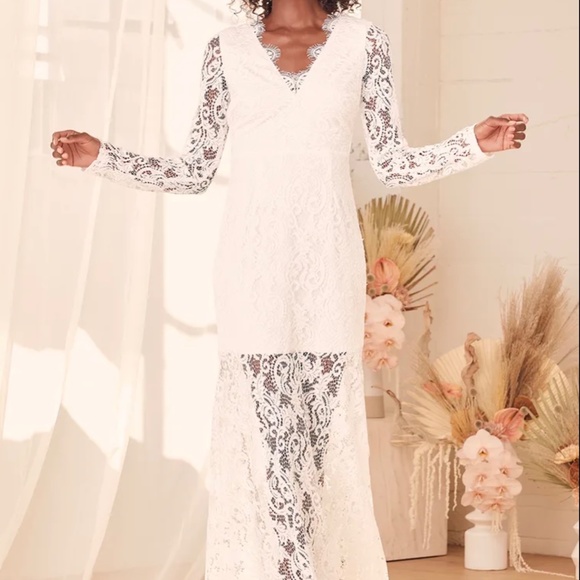 Way to Be Loved White Lace Long Sleeve Maxi Dress - Picture 1 of 4